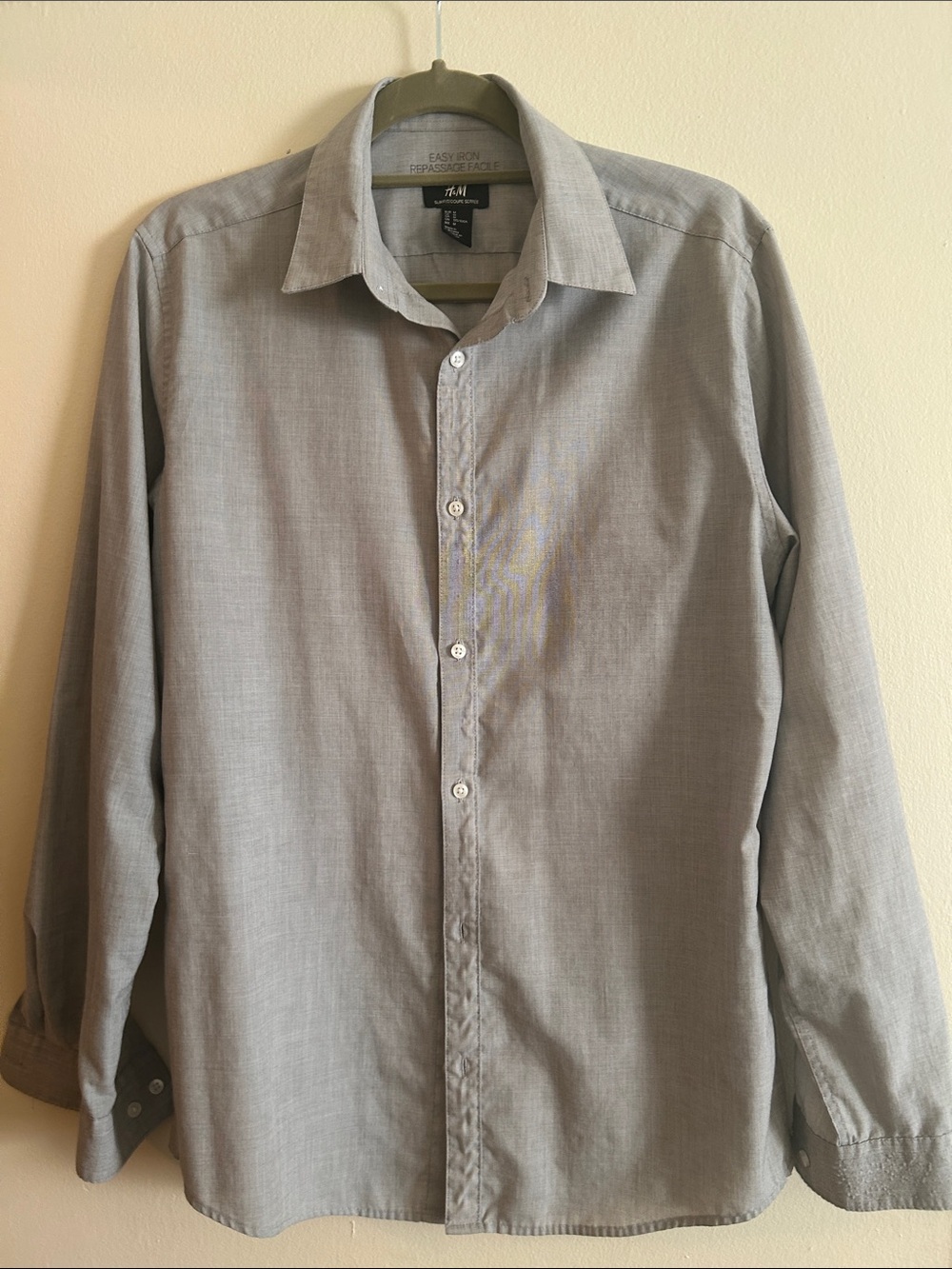 H&M Men's Gray Button-Up Dress Shirt